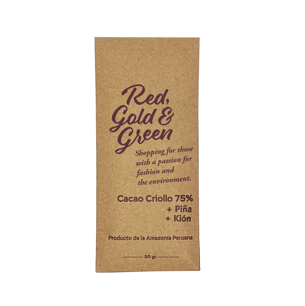 Red, Gold & Green Chocolate Cacao Criollo 75% + Piña + Kión / パイナップル + ジンジャー