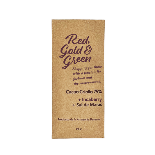 Red, Gold & Green Chocolate Cacao Criollo 75% + Inca berry + Sal de Maras / インカべリー + サルデマラス（マラス塩田産塩）