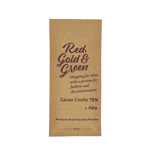 Red, Gold & Green Chocolate Cacao Criollo 75% + Piña / パイナップル